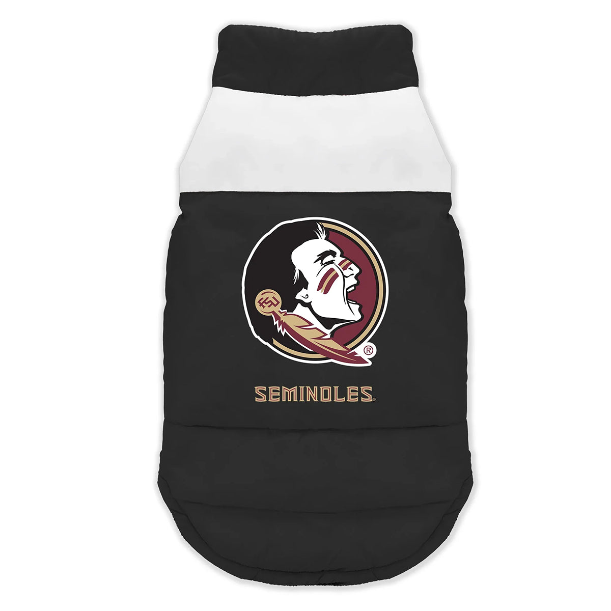 Little Earth Seminole Logo/Seminoles Pet Parka Puff Vest - Black