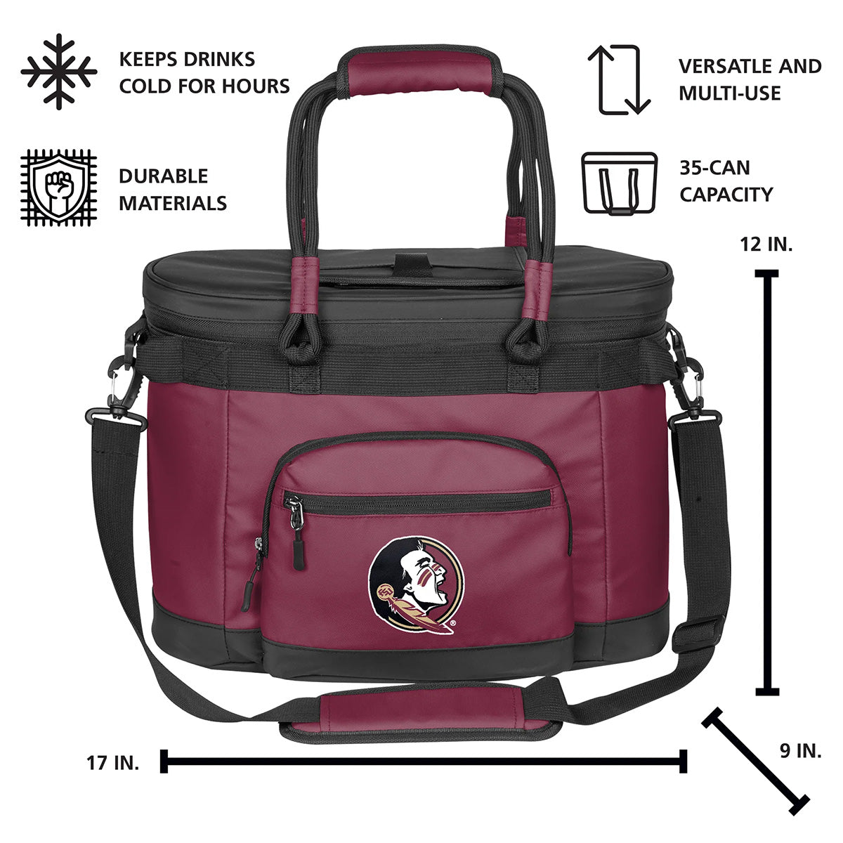 Logo Brands Seminole Logo 35 Can Flex Cooler - Garnet/Black