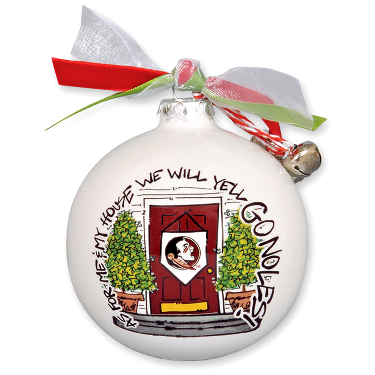 Magnolia Lane For Me and My House We Yell Go Noles Design 3.5" Boxed Ornament - White