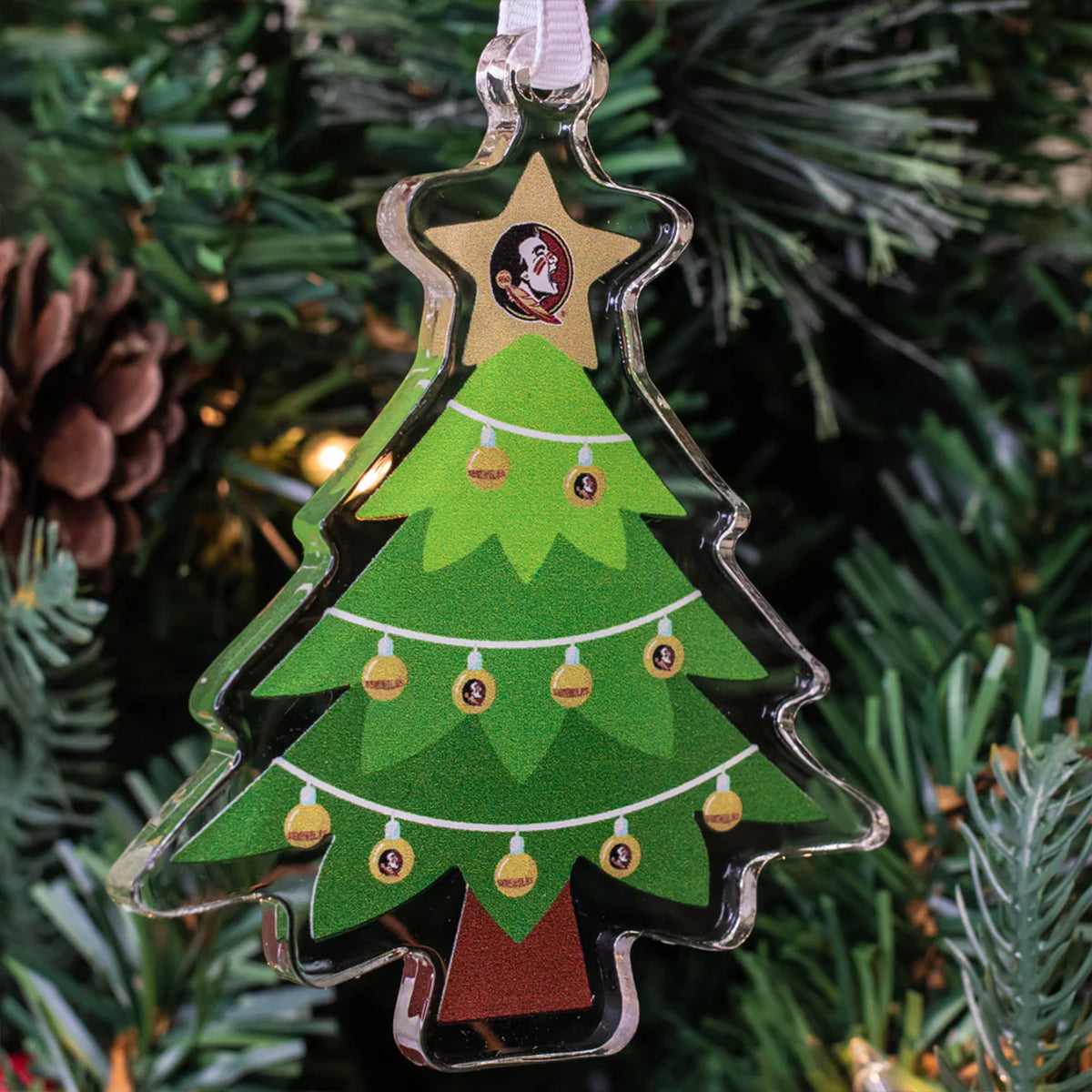 College Wall Art Seminole Logo Christmas Tree Acrylic Ornament