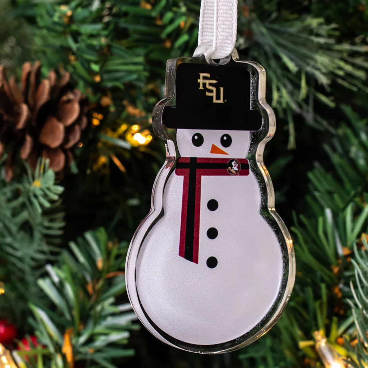 College Wall Art Stacked FSU Snowman Acrylic Ornament