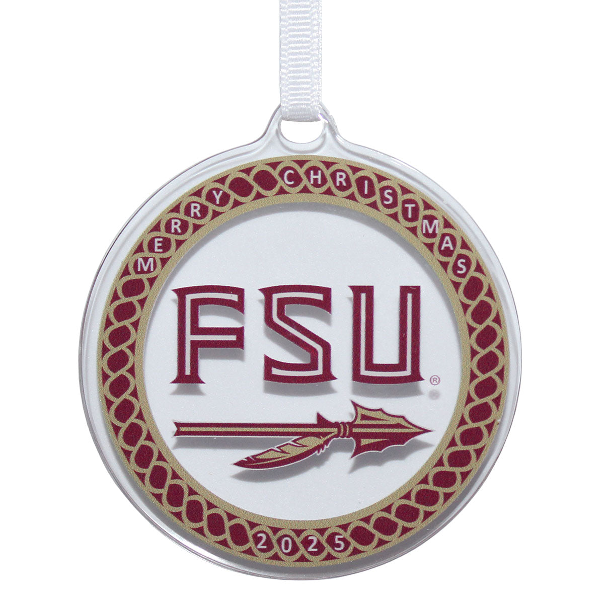 College Wall Art FSU Spear Merry Christmas 2025 Acrylic Ornament