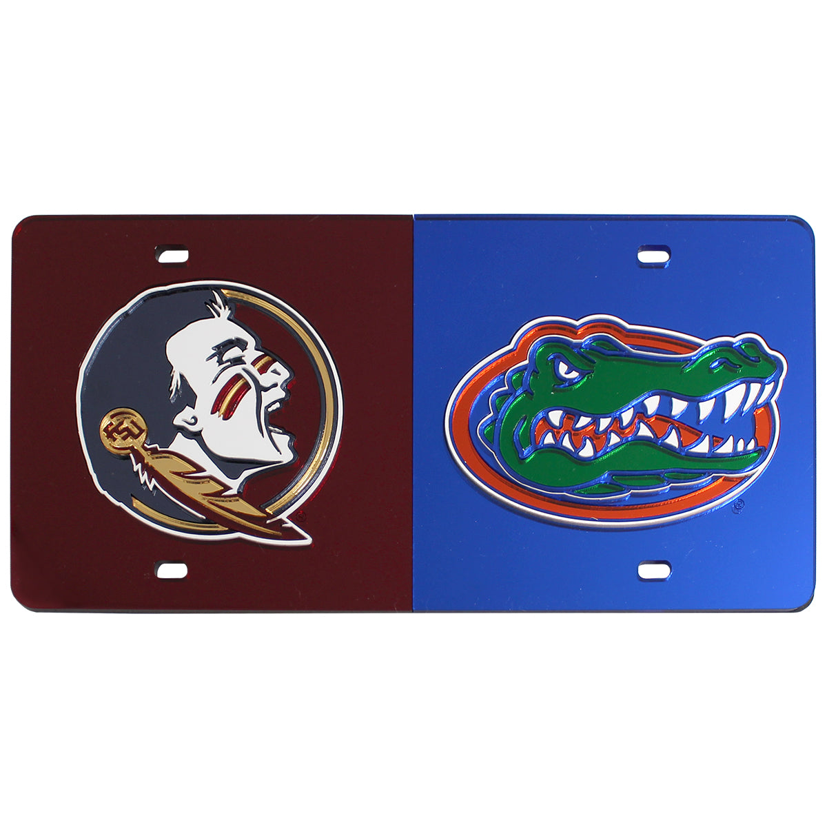 Rico Seminole Head/Gator House Divided Acrylic License Plate