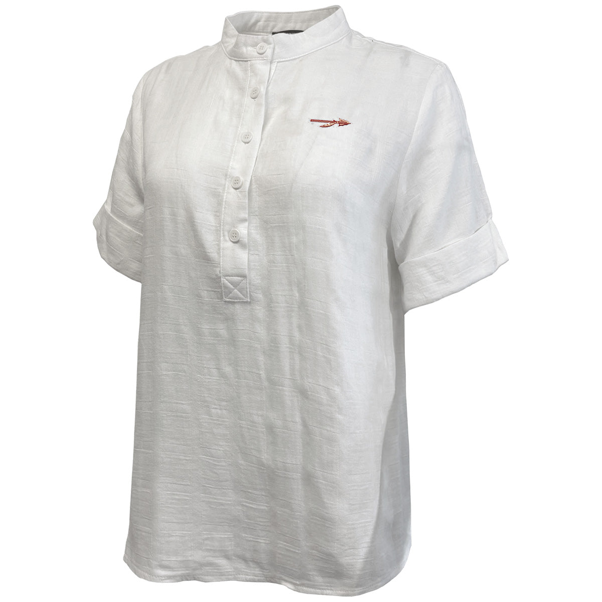 Emerson Street Women's Spear Logo Short Sleeve Woven Top - White