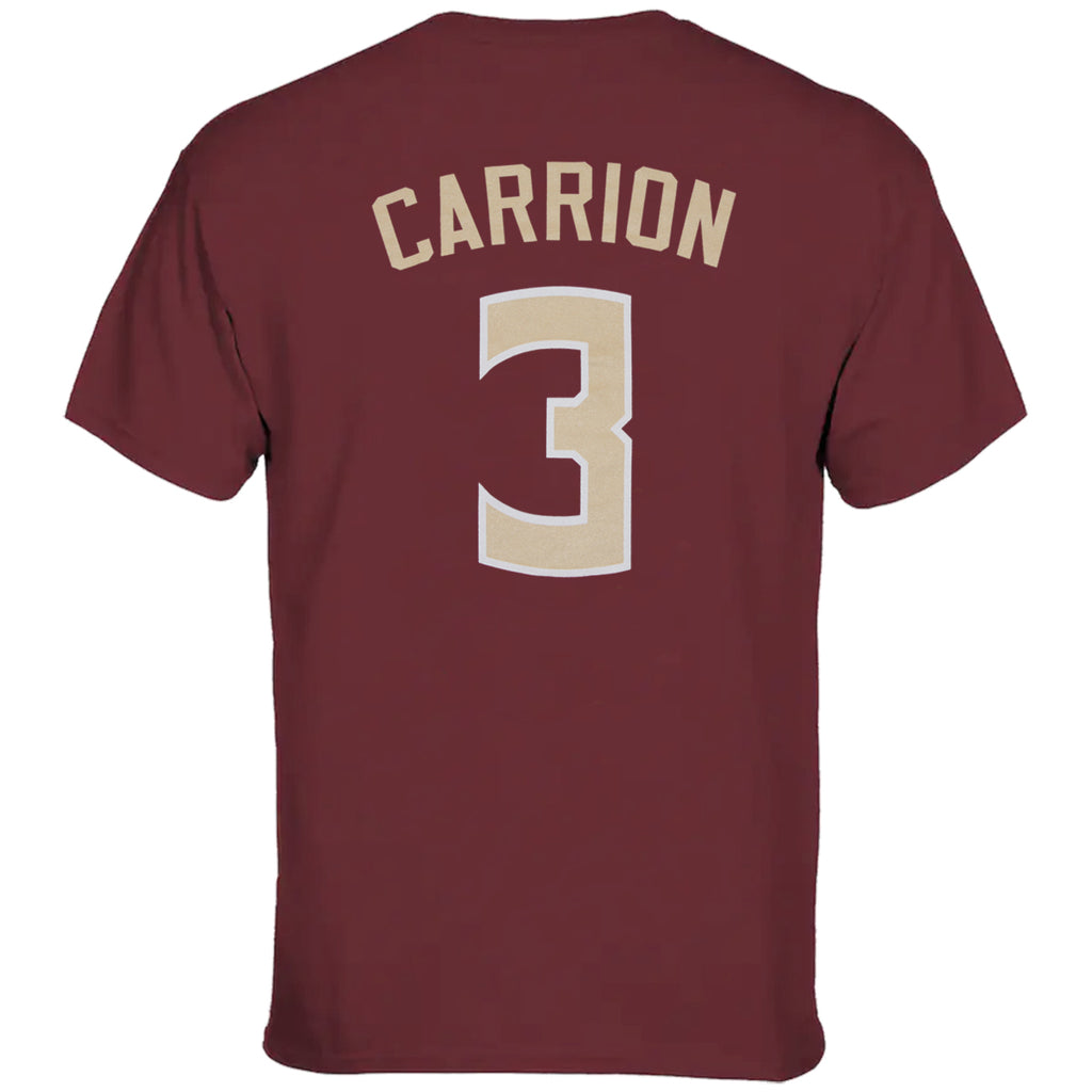 Retro Brand Adult/Unisex Seminoles Jordan Carrion #3 Short Sleeve T-shirt - Garnet