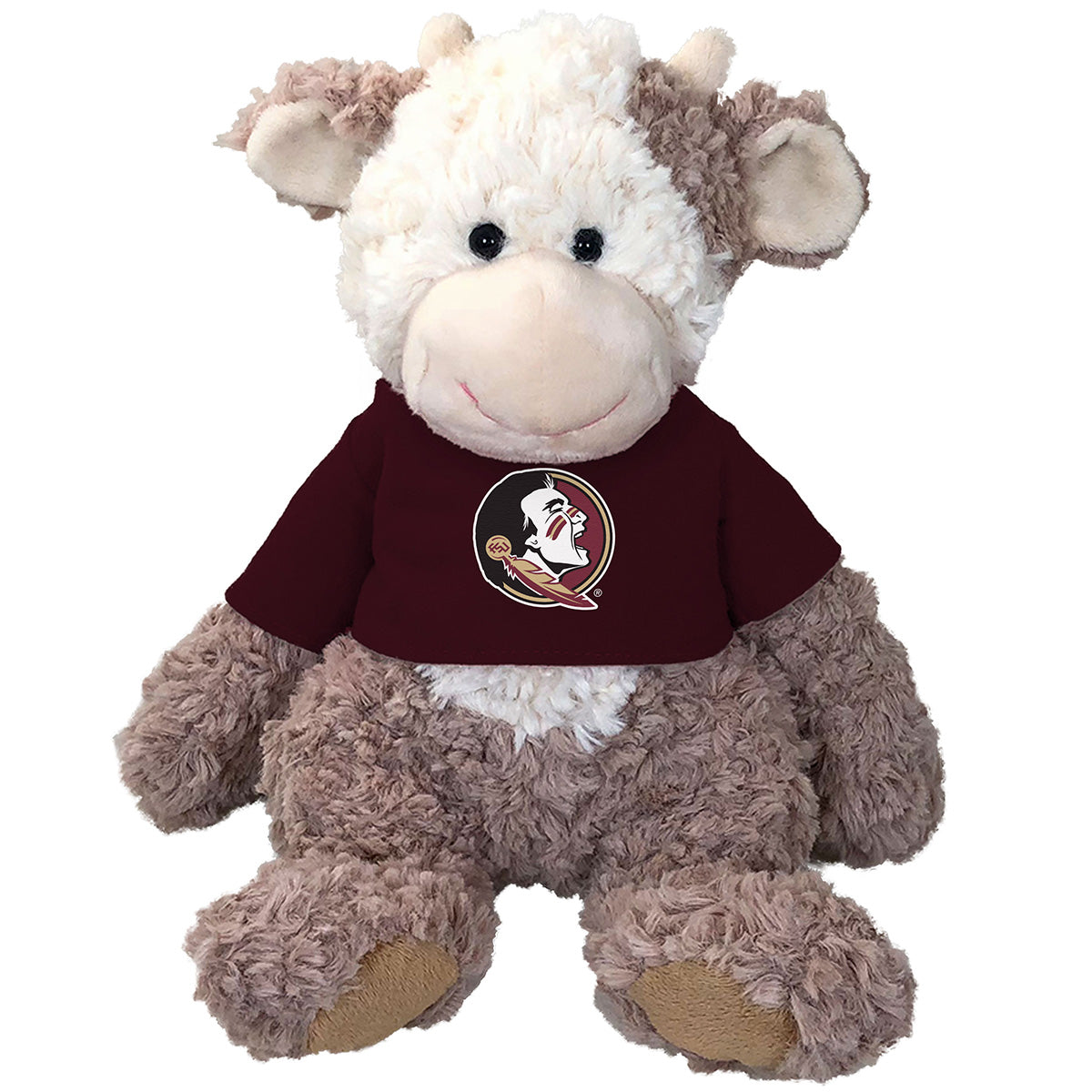 Mascot Factory Plush Cow with Seminole Head T-shirt