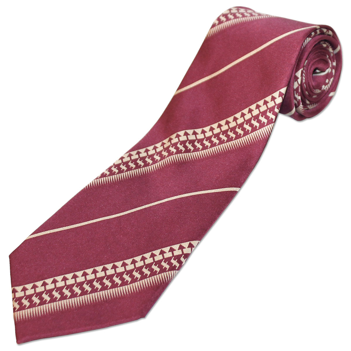 Eagles Wings Tribal Pattern Diagonal Stripe Tie - Garnet