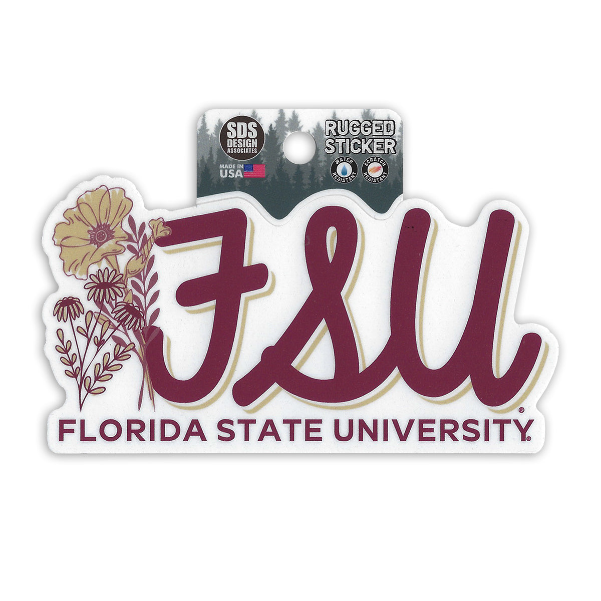 SDS FSU/Florida State University Flower Design 5" Rugged Decal