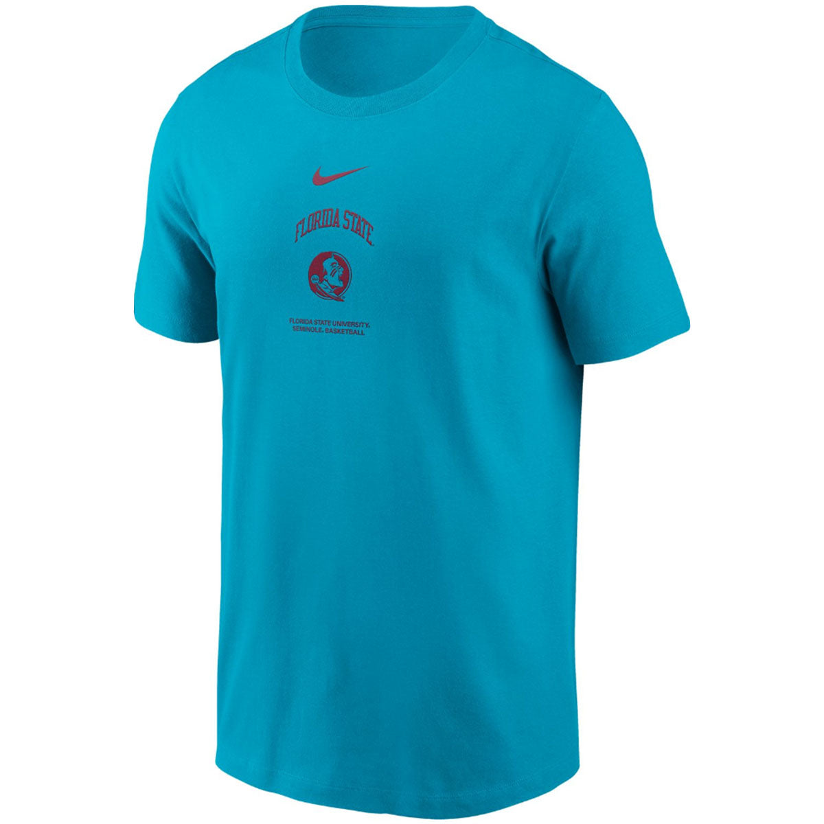 Nike Men s Florida State Seminole Logo Florida State University Seminole Basketball Design Dri fit Short Sleeve T shirt Turquoise