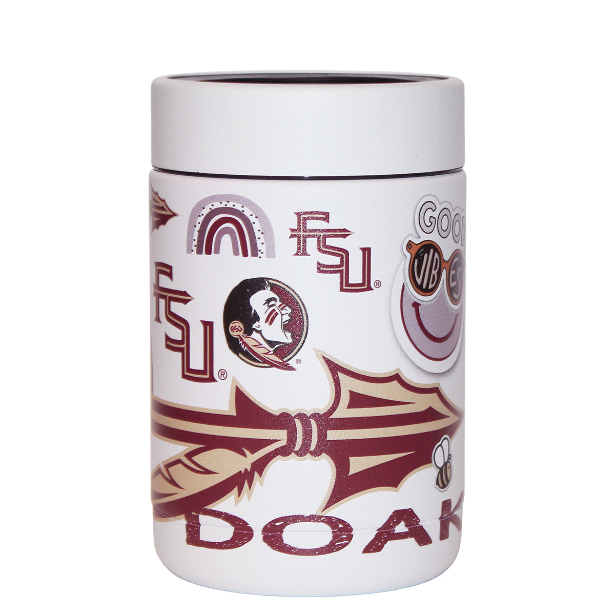 Logo Brands Florida State Native All Over Design Powder Coated Cooler - White
