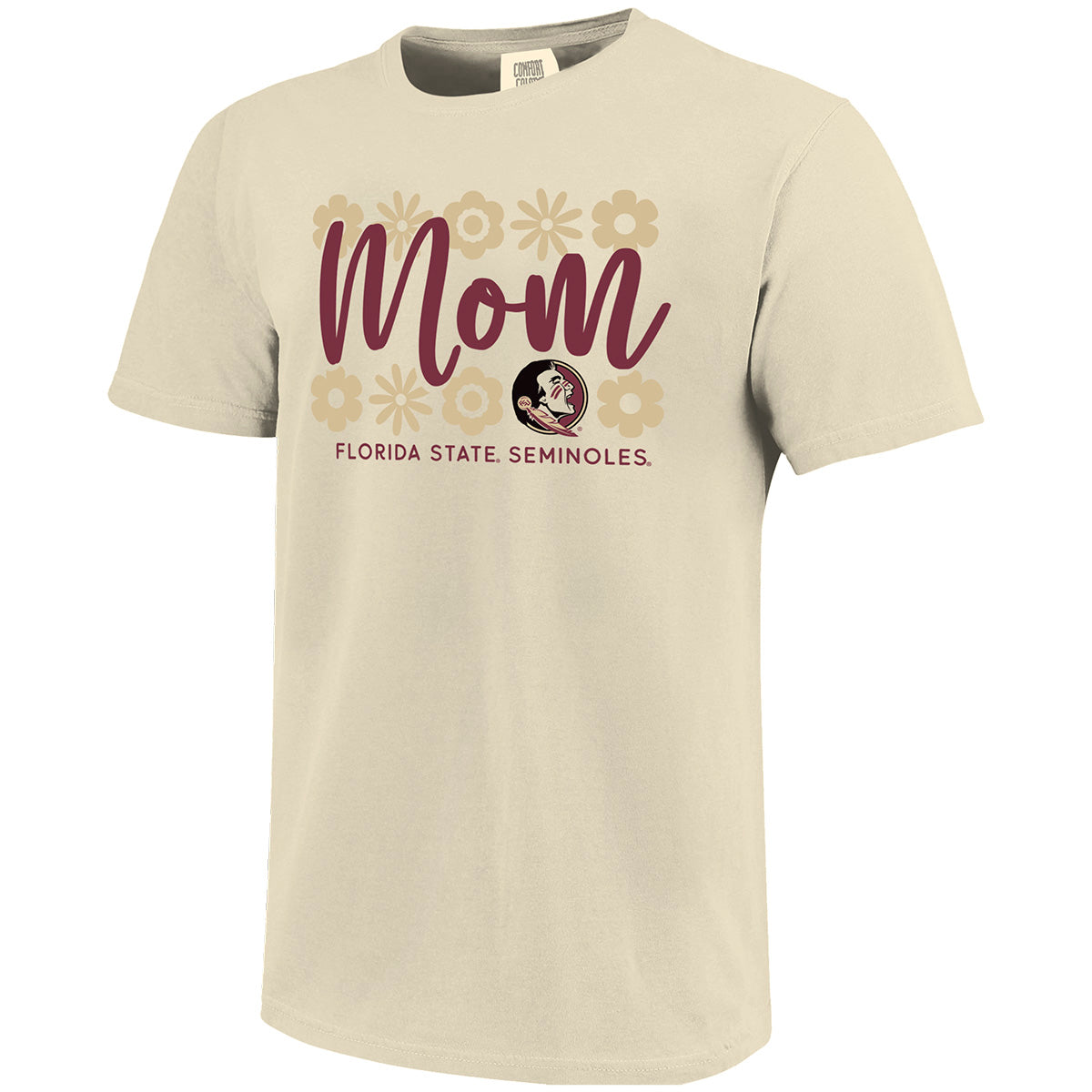 Image One Comfort Colors Florida State Seminoles Mom Flower Design Short Sleeve T-shirt - Ivory