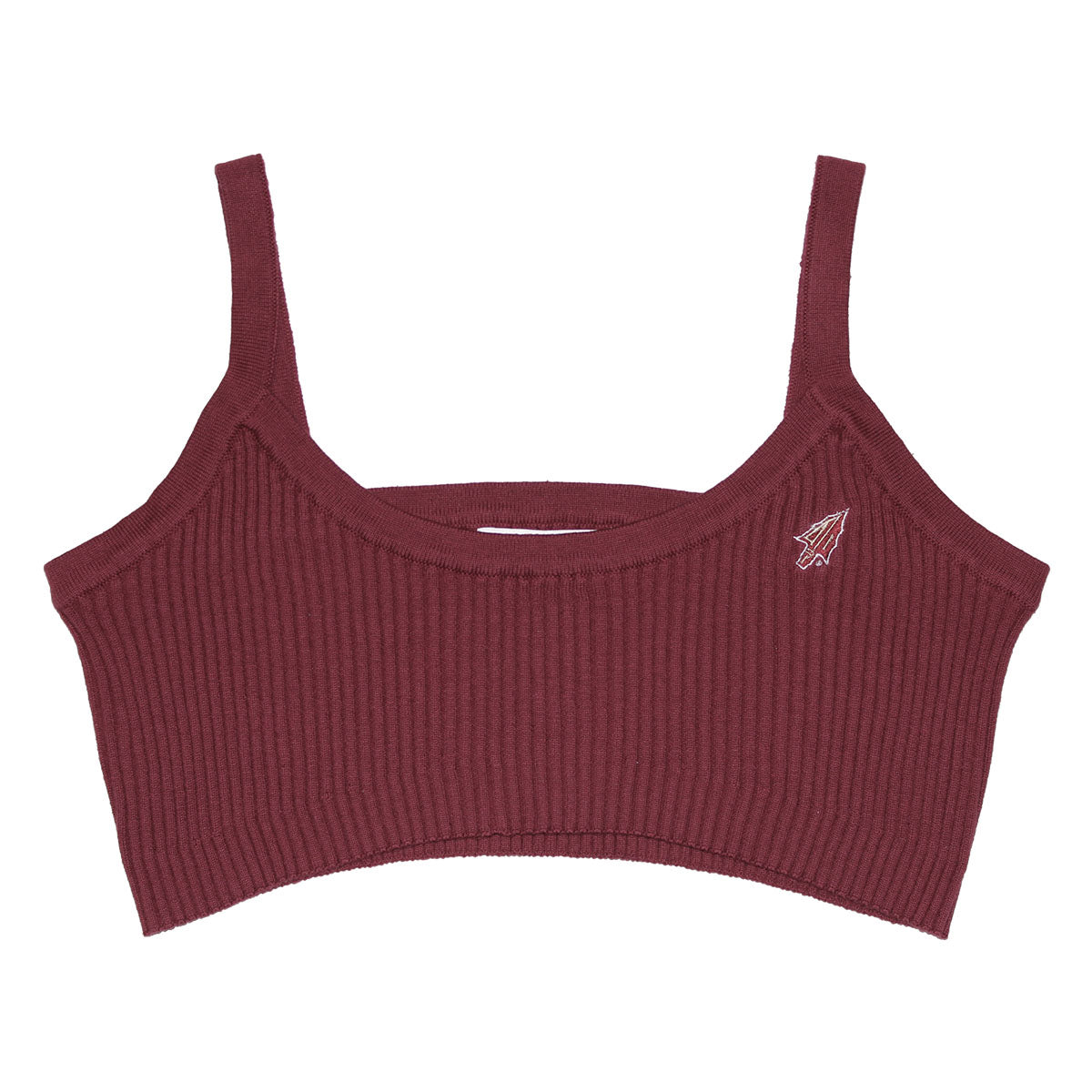 Emerson Street Women's Arrowhead Logo Solid Knit Bra Top - Garnet