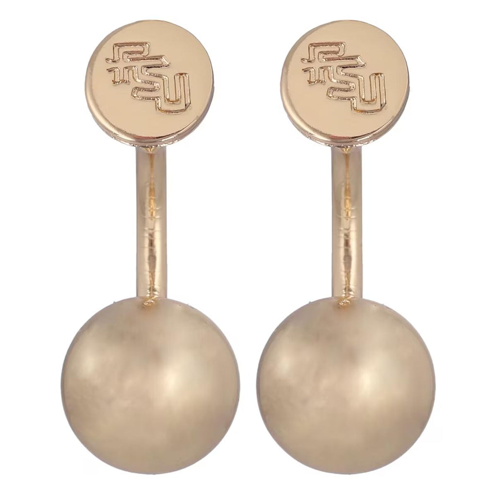 Emerson Street Stacked FSU Gold Ball Earrings