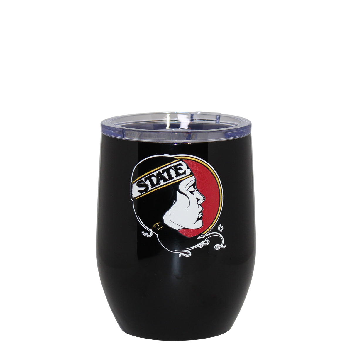 Logo Brands Vault Lady Seminole Logo 16oz Stainless Steel Curved Beverage Tumbler - Black