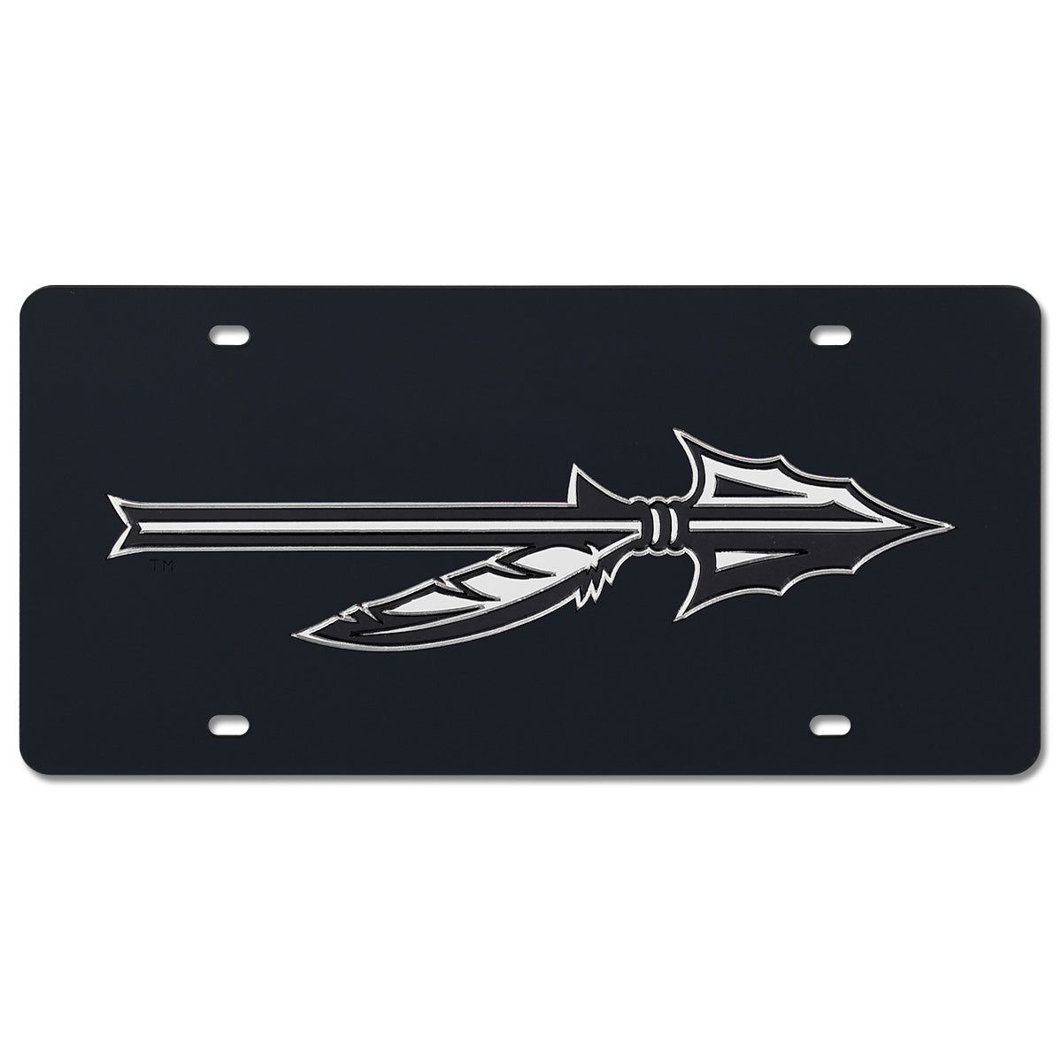 Rico Silver Spear Mirrored License Plate - Black