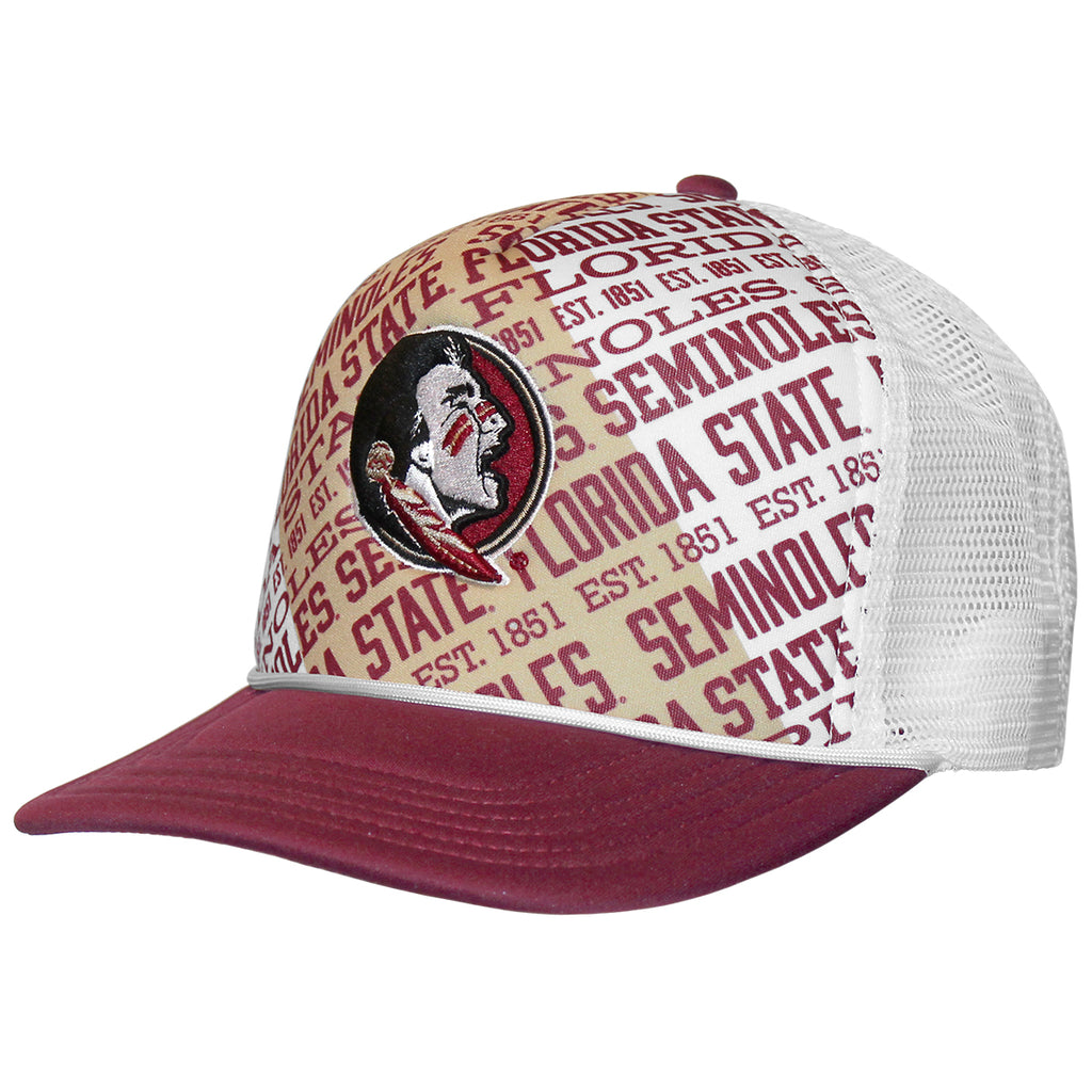 Legacy Florida State Seminoles/Seminole Logo Design Adjustable Foam Trucker Cap - Garnet/White