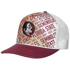 Legacy Florida State Seminoles/Seminole Logo Design Adjustable Foam Trucker Cap - Garnet/White