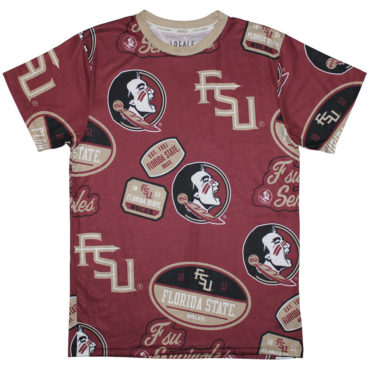 League Men's All Over Seminole Logo/Stacked FSU Design Short