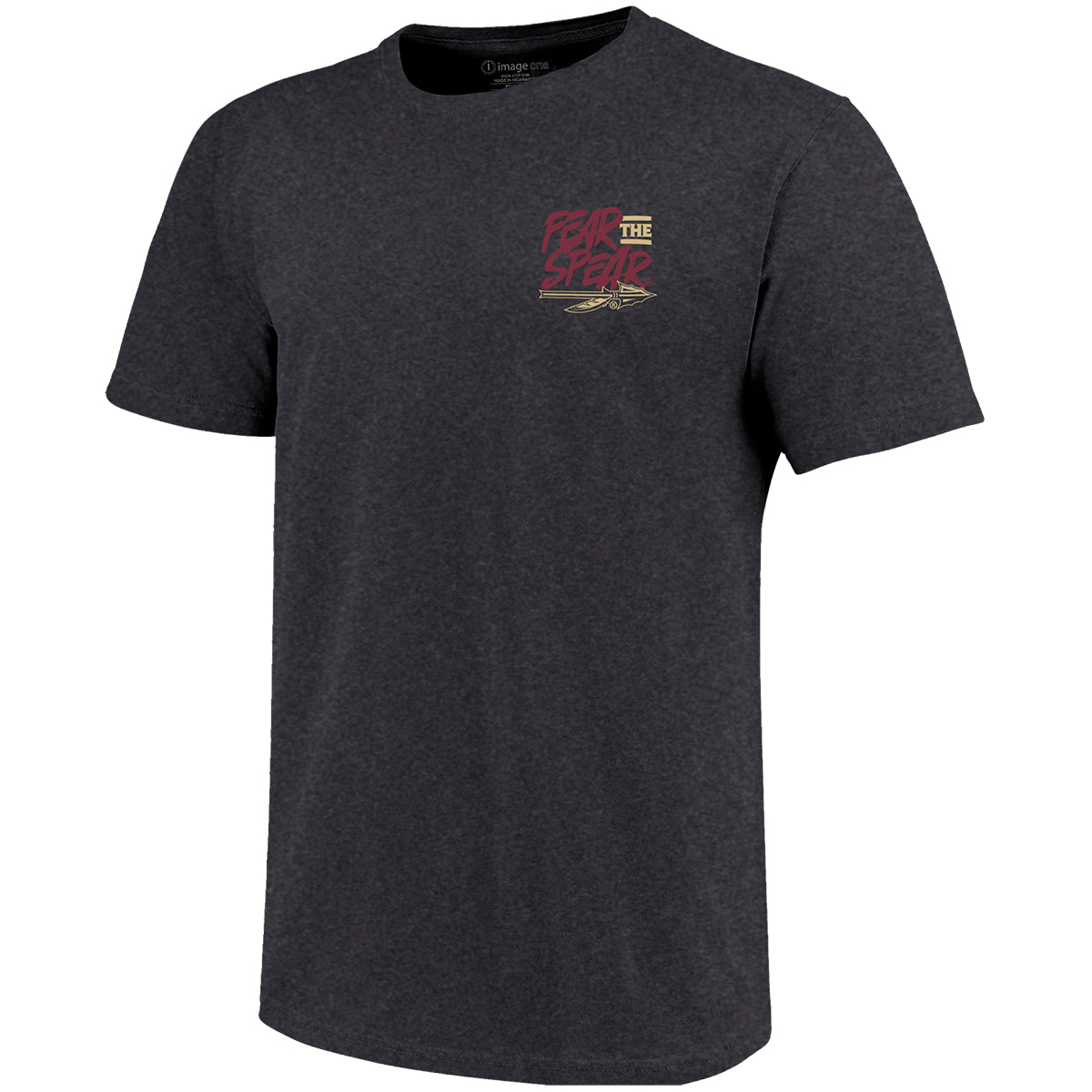 Image One Men's Bobby Bowden Fear the Spear Design Soft Washed Short Sleeve T-shirt - Charcoal