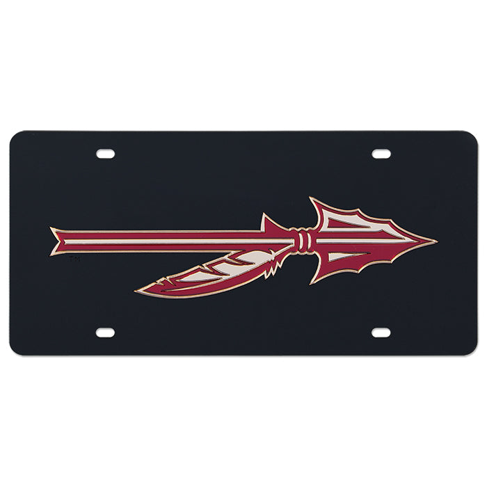 Florida State Spear Logo Mirrored License Plate - Black