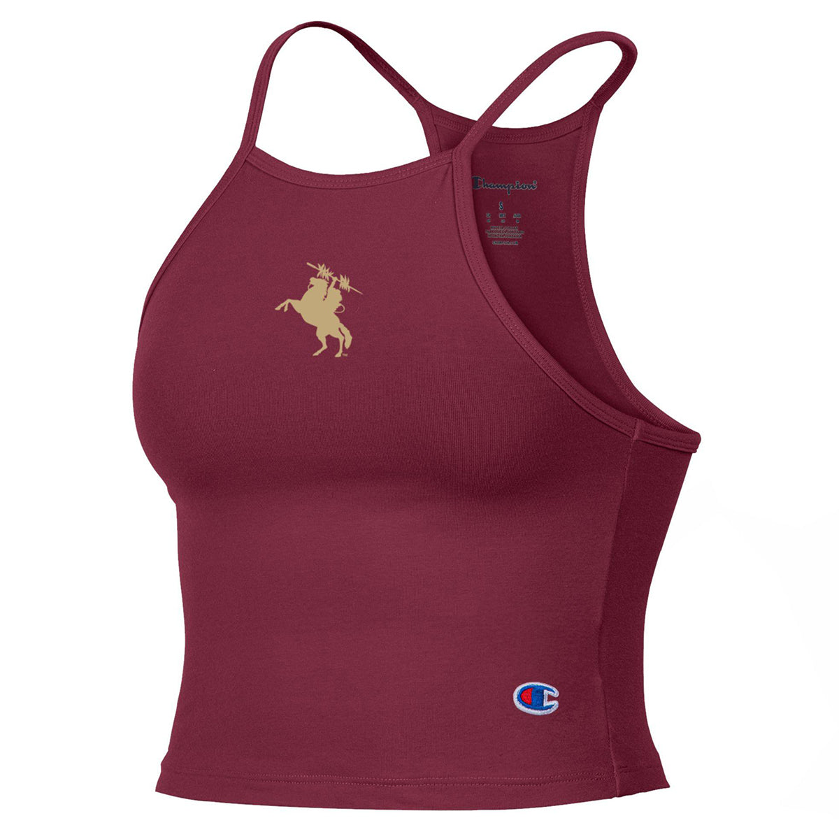 Champion Women s Unconquered Silhouette Halter Crop Top Garnet