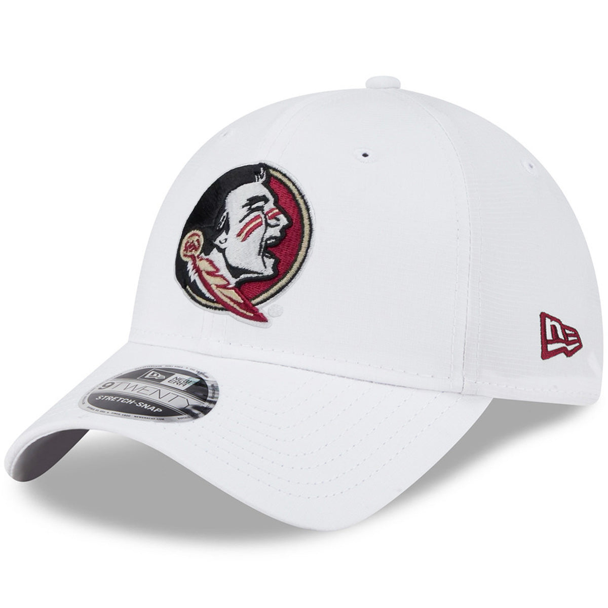 New Era Men's Seminole Logo Adjustable 920SS Ripstop Hat - White