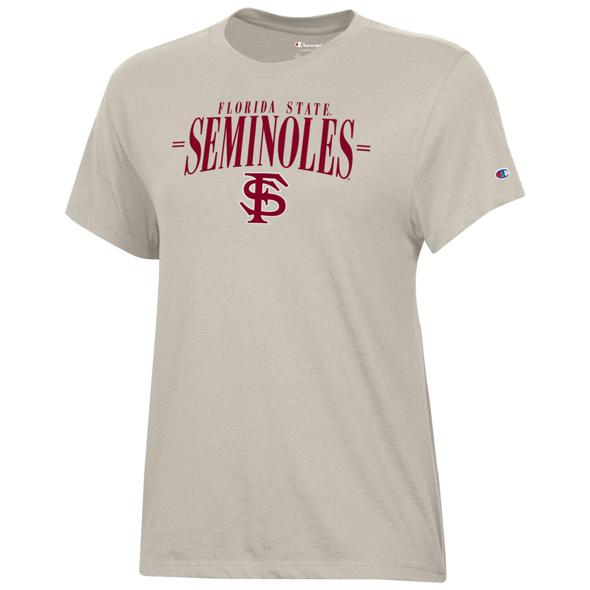 Champion Women's Florida State Seminoles/Interlocking FS Logo Short Sleeve T-shirt - Cocoa Butter