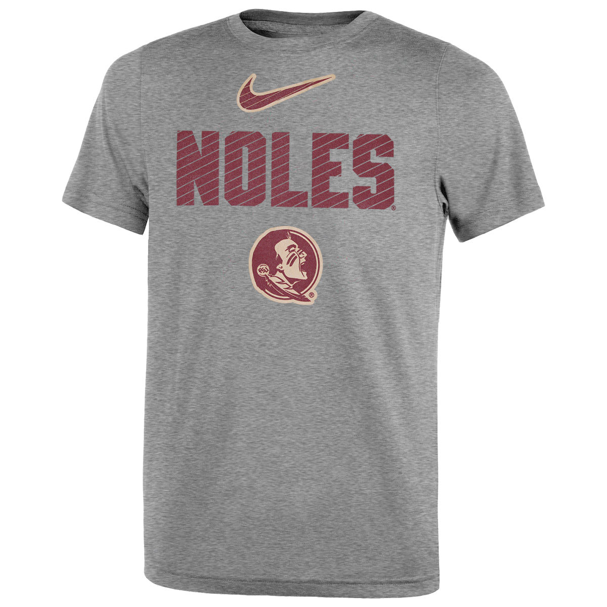 Nike Boy s Noles Seminole Logo Design Short Sleeve Legend Performance Garnet Gold