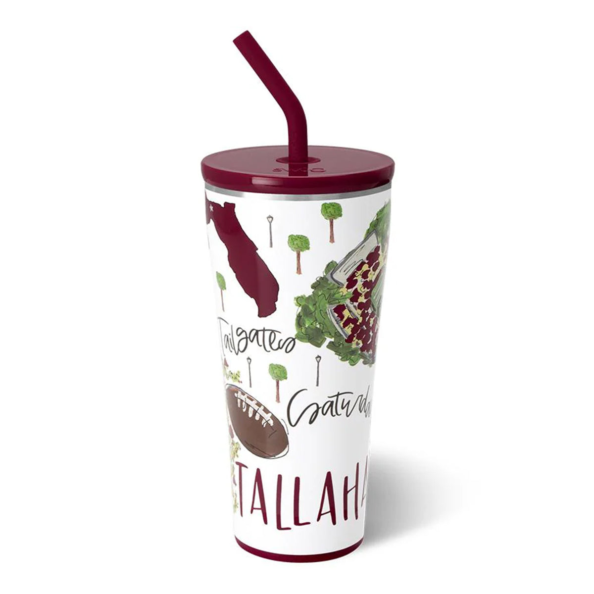 Swig Saturdays in Tallahassee Design 32oz Stainless Steel Tumbler with Straw