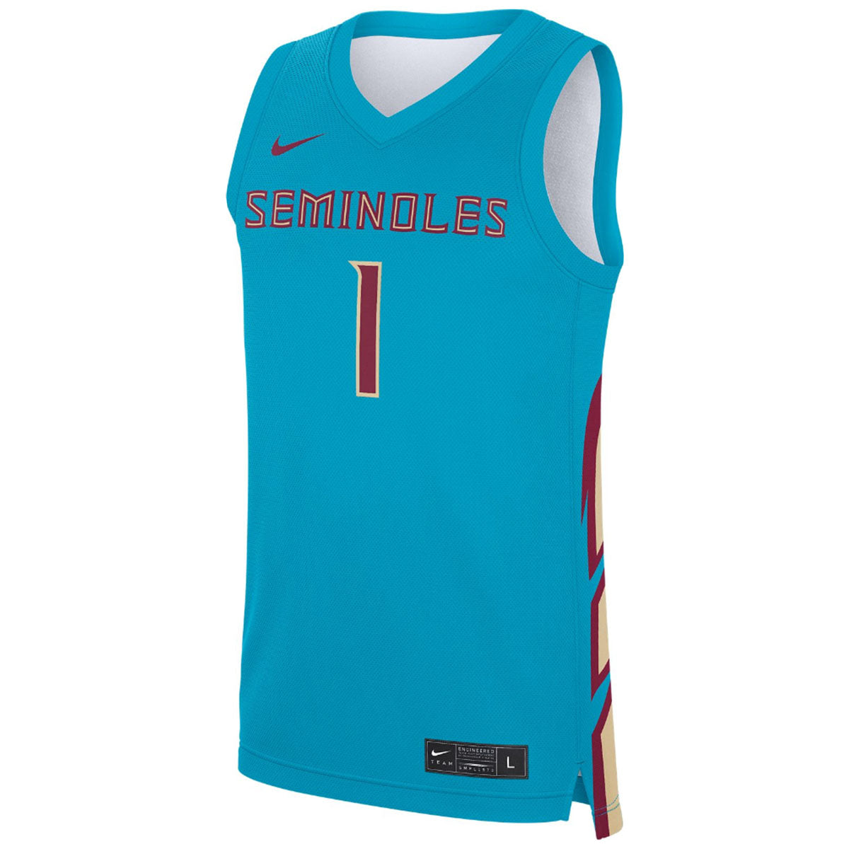 Nike Men s 2024 Seminoles 1 Replica Basketball Jersey Turquoise Garnet Gold