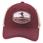 Zephyr Unconquered Silhouette Florida State Seminoles Patch Adjustable Trucker Cap - Garnet/Gold