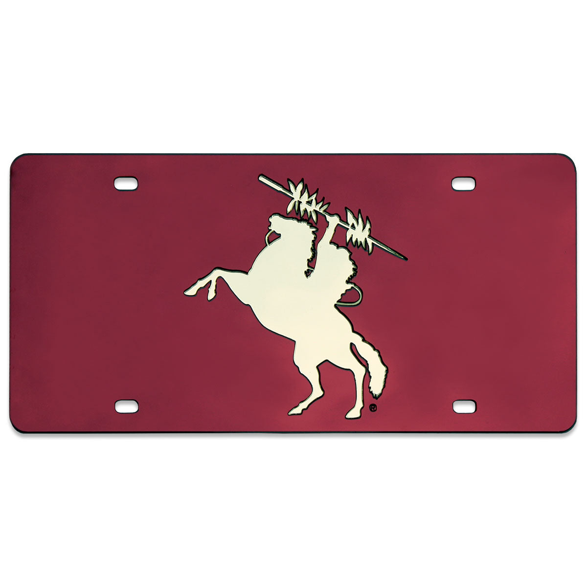 Rico Unconquered Silhouette Mirrored Acrylic License Plate - Garnet