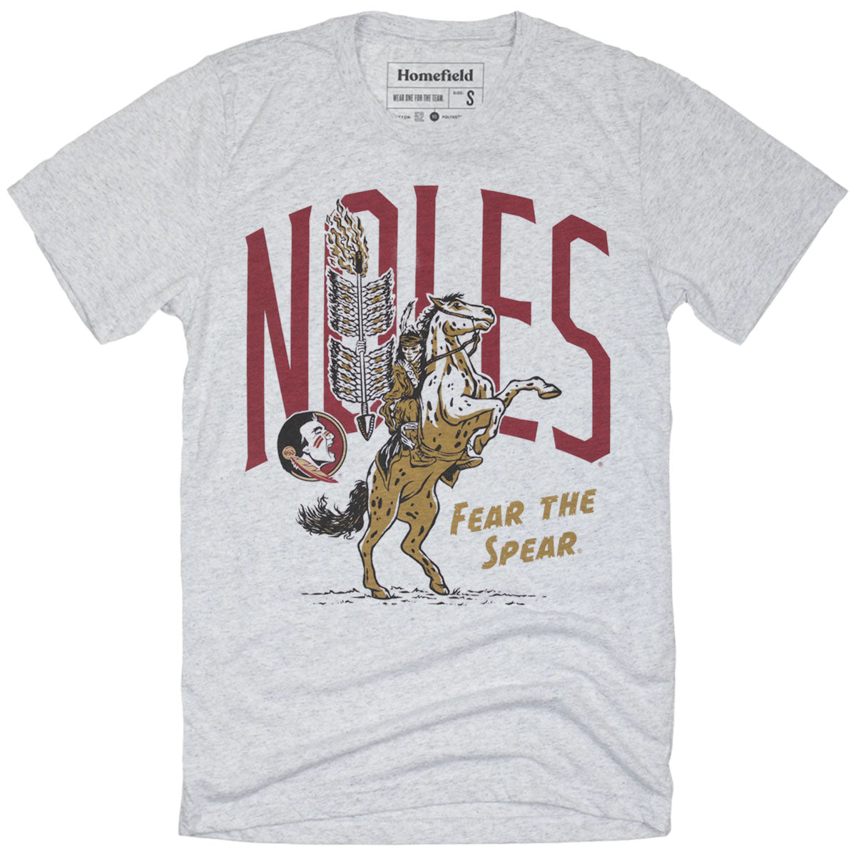 Homefield Men's Noles Osceola & Renegade Fear the Spear Design Short Sleeve T-shirt - Ash
