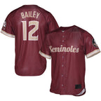 Prosphere Men's Myles Bailey #12 Full Button Baseball Jersey - Garnet