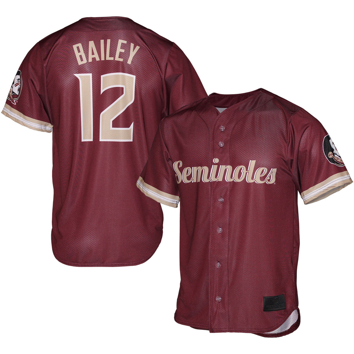 Prosphere Men's Myles Bailey #12 Full Button Baseball Jersey - Garnet
