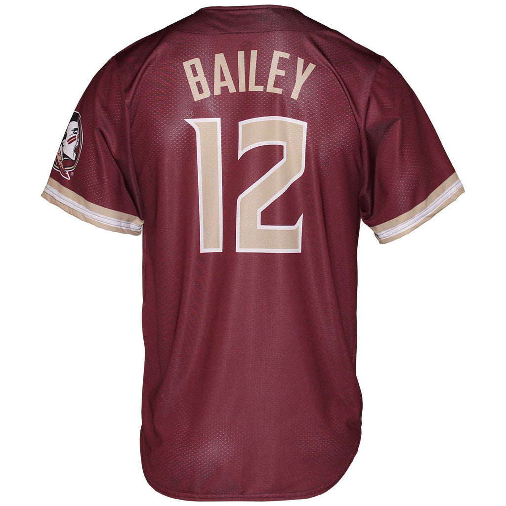 Prosphere Men's Myles Bailey #12 Full Button Baseball Jersey - Garnet