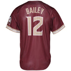 Prosphere Men's Myles Bailey #12 Full Button Baseball Jersey - Garnet