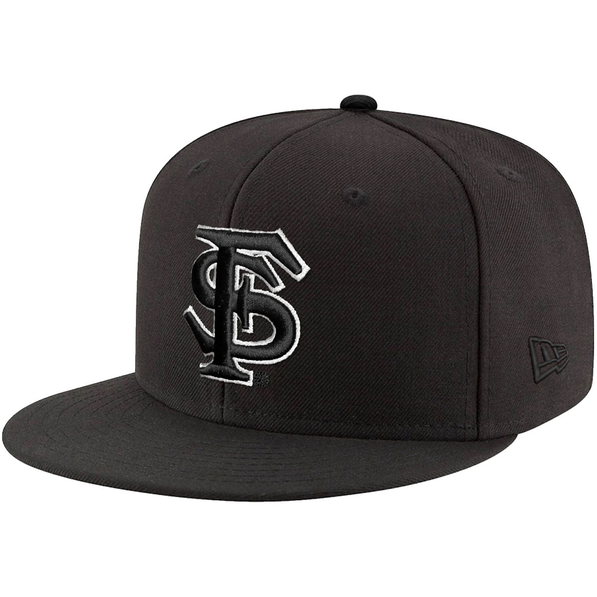 New Era Interlocking FS Black/White Logo 950 Flat Bill Snapback Cap - Black