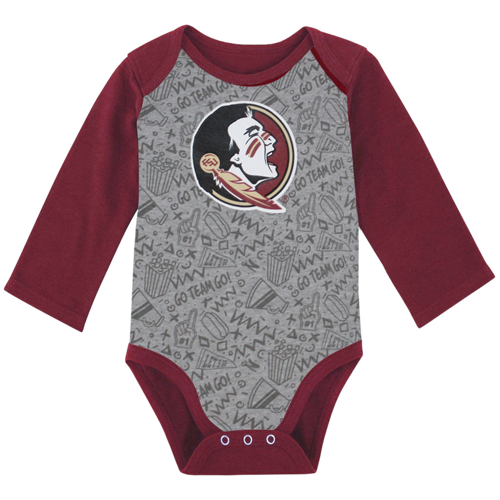 Outerstuff Infant Seminoles Future Player Long Sleeve 2pk Creeper Set - Garnet/Gold/Grey