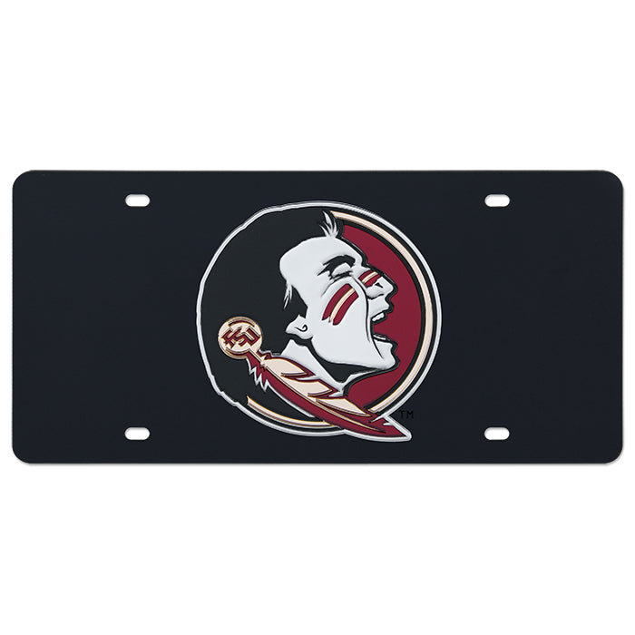Seminole Logo Mirrored License Plate - Black