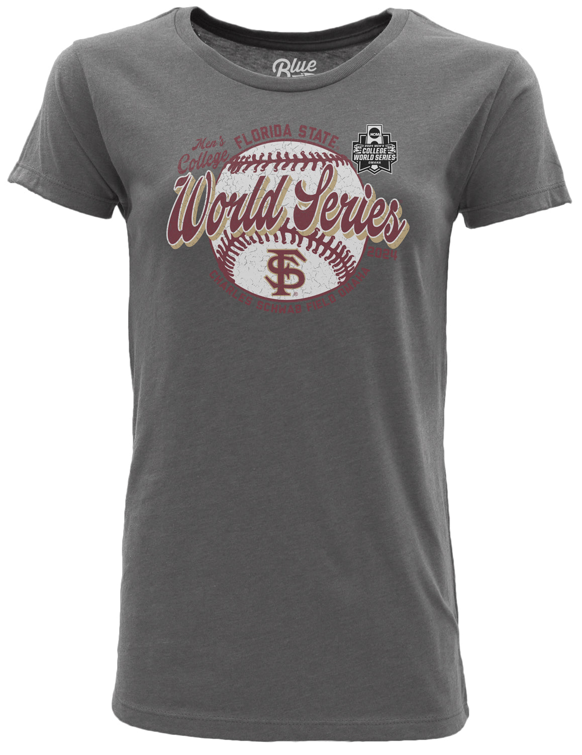 Blue 84 Women's Florida State World Series Design Short Sleeve T-shirt - Grey