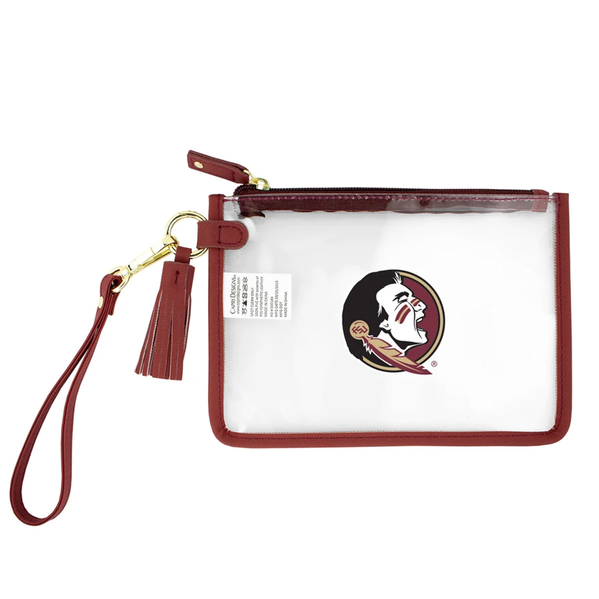 Capri Florida State Seminoles Clear Tassel Wristlet