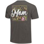 Image One Comfort Colors Women's Florida State Mom Floral Design Short Sleeve T-shirt - Pepper