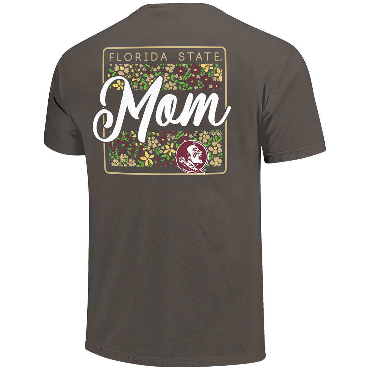Image One Comfort Colors Women's Florida State Mom Floral Design Short Sleeve T-shirt - Pepper