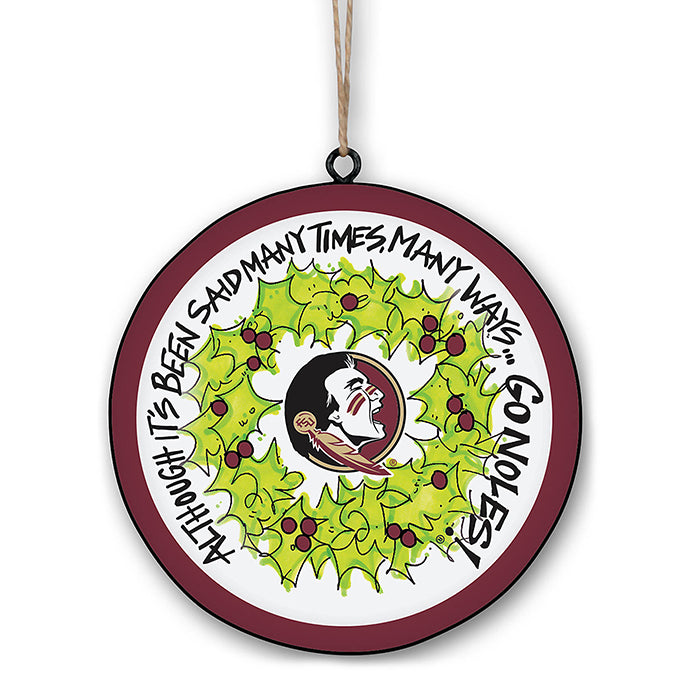 4.5" Metal Ornament with Wreath