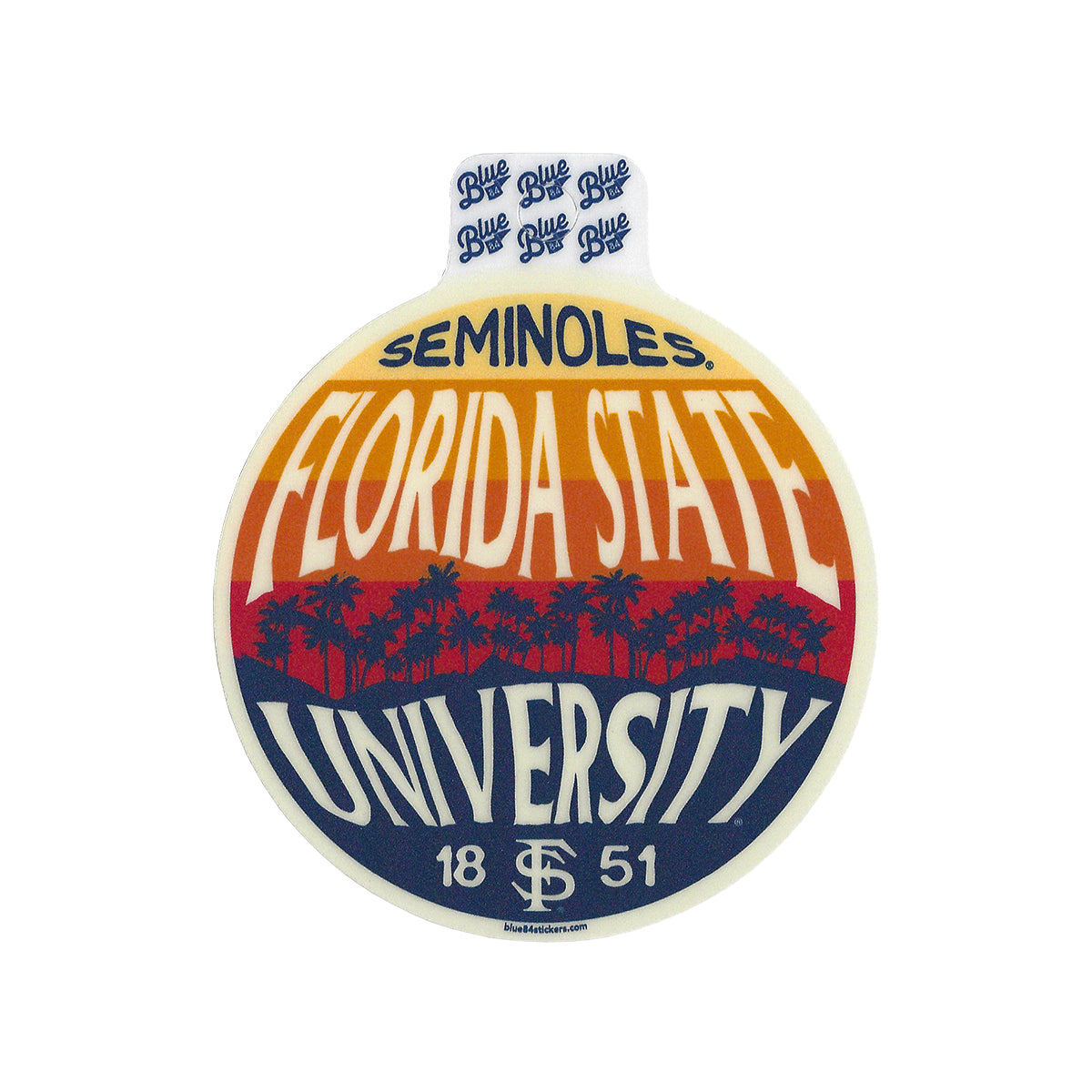 Blue 84 Florida State University Palm Tree Stripe Circle Decal
