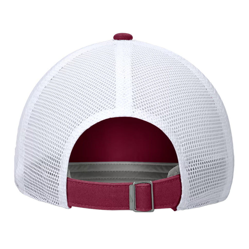 Nike Seminole Logo Patch Unstructured Mesh Club Trucker Cap - Garnet/White