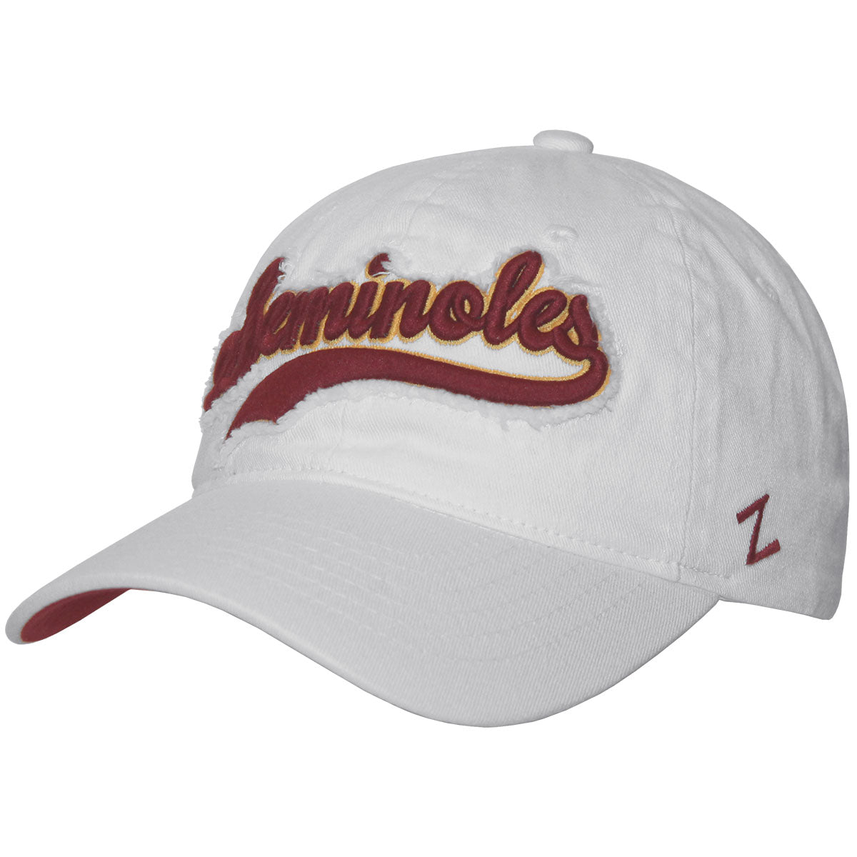 Zephyr Women's Vault Seminoles/Seminole Logo Adjustable Twill Cap - White
