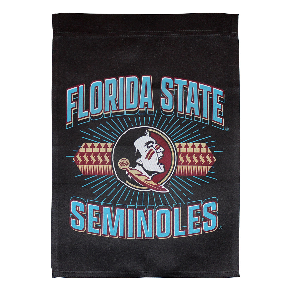 Sewing Concepts Turquoise Florida State Seminoles/Seminole Logo Design 13"x18" Garden Flag - Black