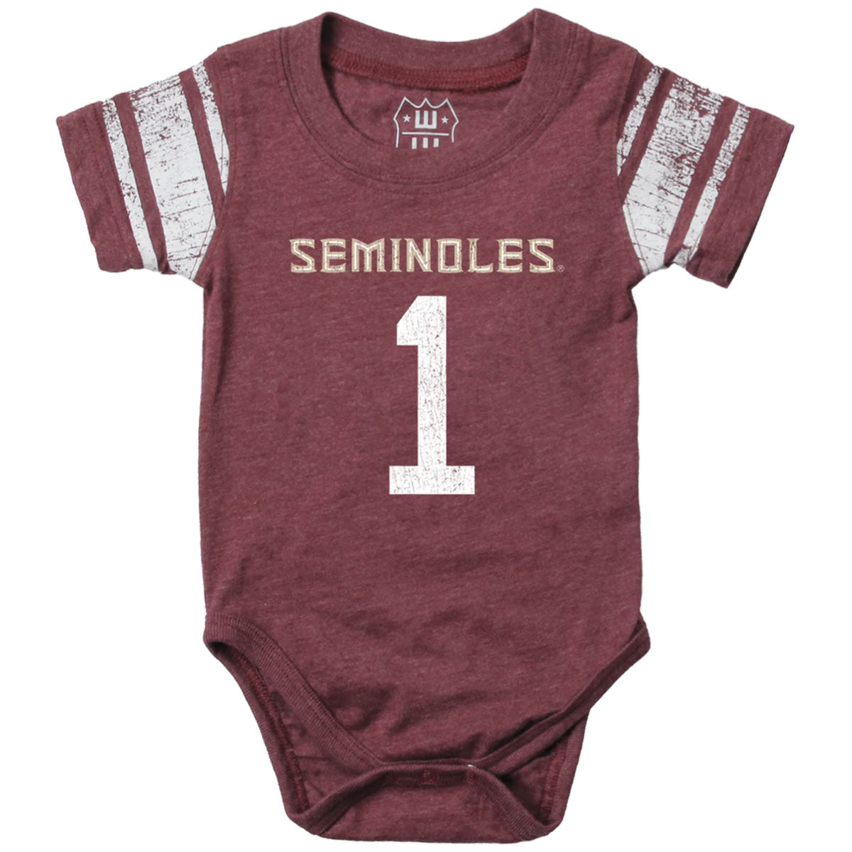 Wes & Willy Infant Seminoles #1 Short Sleeve Football Jersey Onesie - Garnet